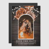 Wood Terracotta Wedding Foto Save the Date Magneteinladung (Vorne/Hinten)