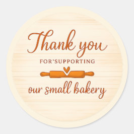 Wood Texture Rolling Pin Bakery Thank You Sticker
