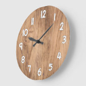 Wood Texture Wall Clock – Natural Rustic Home Deco Große Wanduhr (Winkel)