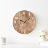 Wood Texture Wall Clock – Natural Rustic Home Deco Große Wanduhr (Zuhause)