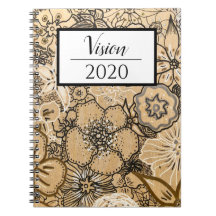 Wood Themed Floral Notebook Vision 2020