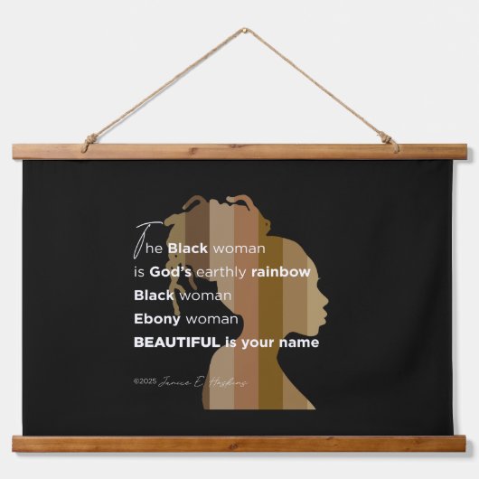 Wood Topped Wall Tapestry Wandteppich Mit Holzrahmen (Vorne)