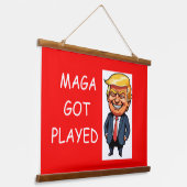 Wood Topped Wall Tapestry Wandteppich Mit Holzrahmen (Gewinkelt)