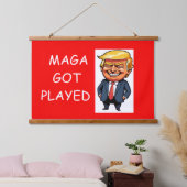 Wood Topped Wall Tapestry Wandteppich Mit Holzrahmen (Schlafzimmer)