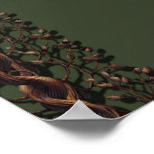 Wood Twig Pentagramm Olive Green Wiccan Poster (Ecke)