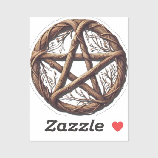 Wood Twig Pentagramm Wiccan Wedding Aufkleber (Blatt)