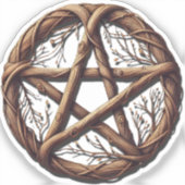 Wood Twig Pentagramm Wiccan Wedding Aufkleber (Vorderseite)