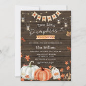 Wood Two Little Pumpkins sind auf dem Weg Einladung (Vorderseite)