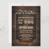 Wood Überraschung 40. Geburtstag GRILLEN Einladung (Vorderseite)