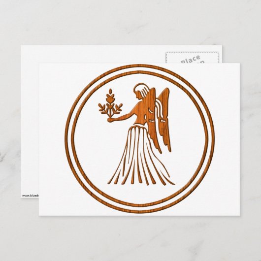 Wood Virgo Zodiac Jungfrau Astrologie Zeichen Postkarte (Vorne/Hinten)