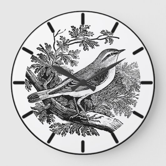 Wood Warbler British Bird Large Clock Große Wanduhr (Vorderseite)
