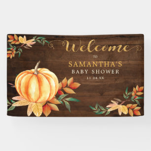 Wood Watercolor Pumpkin Baby Dusche Fall Willkomme Banner