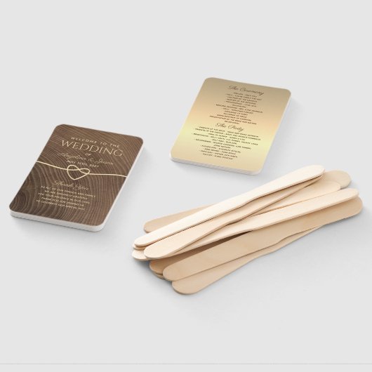 Wood Wedding Program Hand Fan Fächer (Non-assembled)