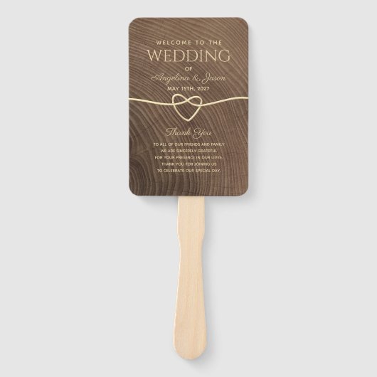 Wood Wedding Program Hand Fan Fächer (Vorderseite)