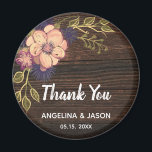 Wood Wedding Vielen Dank Magnet<br><div class="desc">Rustikale,  elegante Holzhochzeit danken Ihnen für Magnet mit Aquarell rosa Blume.</div>