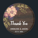 Wood Wedding Vielen Dank Magnet<br><div class="desc">Rustikale,  elegante Holzhochzeit danken Ihnen für Magnet mit Aquarell rosa Blume.</div>