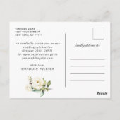 Wood White Rose Rustic FOTO Wedding Save the Date Postkarte (Rückseite)