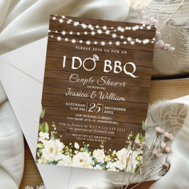 Wood & White Roses Blüte I Do GRILLEN Couple Dusch Einladung