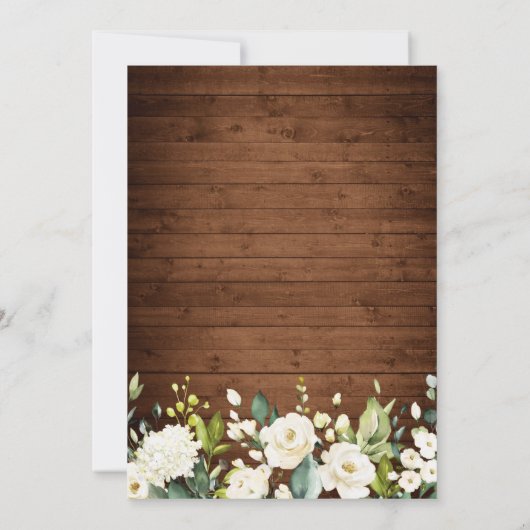 Wood & White Roses Blüte I Do GRILLEN Couple Dusch Einladung (Rückseite)