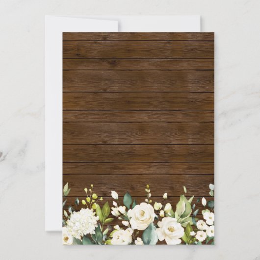 Wood & White Roses Floral I Do GRILLEN Brautparty Einladung (Rückseite)