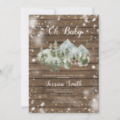 Wood Winter Deer Woodland Boy Baby Dusche Einladung (Vorderseite)