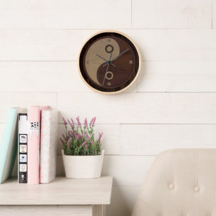 Wood Yin Yang Uhr