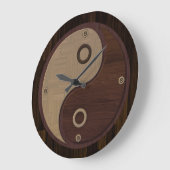 Wood Yin Yang Wall Clock Große Wanduhr (Winkel)