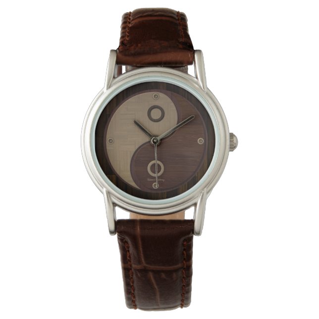 Wood Yin Yang Watch Armbanduhr (Vorderseite)
