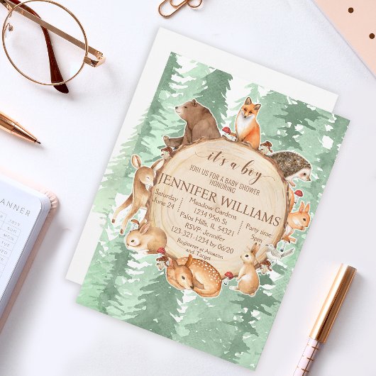 Woodbaby-Dusche Einladung Baby-Dusche