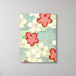 Woodblock Druck der Hartriegel-Blüten Leinwanddruck