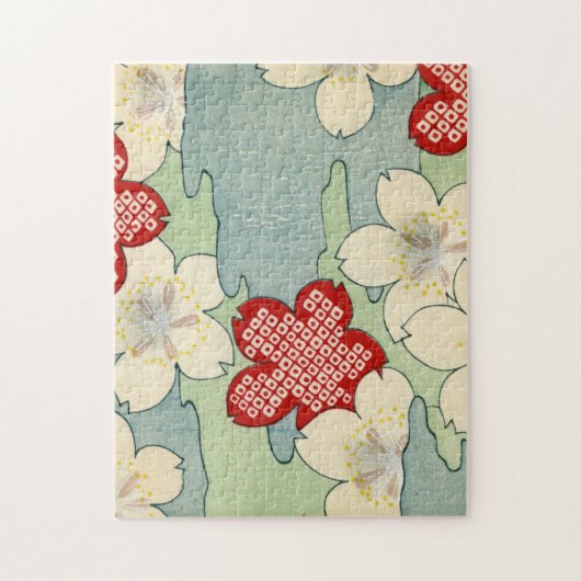 Woodblock Druck der Hartriegel-Blüten Puzzle (Vertikal)