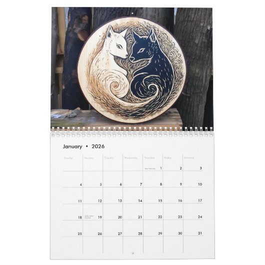 Woodburned Animals & Trees – 2026 Calendar Kalender (Jan 2026)