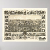 Woodbury, NJ Panoramic Map - 1886 Poster (Vorne)
