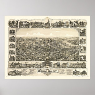 Woodbury, NJ Panoramic Map - 1886 Poster