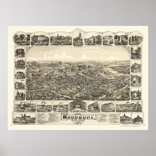 Woodbury, NJ Panoramic Map - 1886 Poster (Vorne)