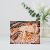 Woodcarving Angel in Progress with Tools and Shavi Postkarte (Stehend Vorderseite)