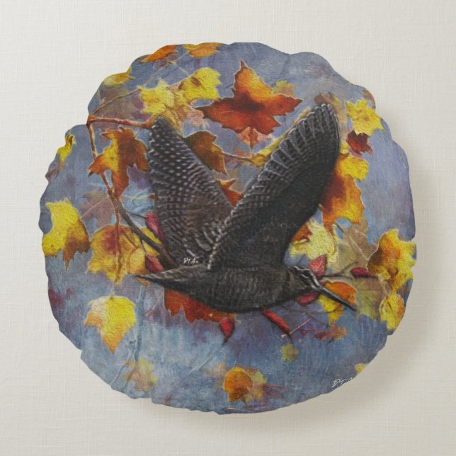 Woodcock Rundes Kissen (Vorderseite)