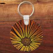 Woodcut Daisy Schlüsselanhänger (Vorderseite)