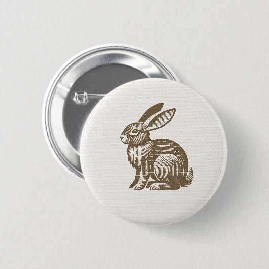 Woodcut Rabbit Button (Vorne & Hinten)
