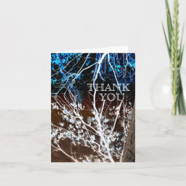 Woodcut Style Blue & Brown Wedding Thank You Cards Dankeskarte