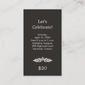 Woodcut Wreath Party Ticket - Black (Rückseite)