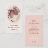 Woodcut Wreath Party Ticket - Ivory (Vorne/Hinten)