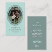 Woodcut Wreath Party Ticket - Mint (Vorne/Hinten)