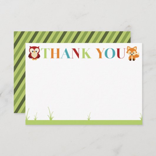 Wooded Baby Dusche Danke Karte (Vorne/Hinten)