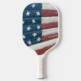 Wooden American Flag Pickleball Schläger