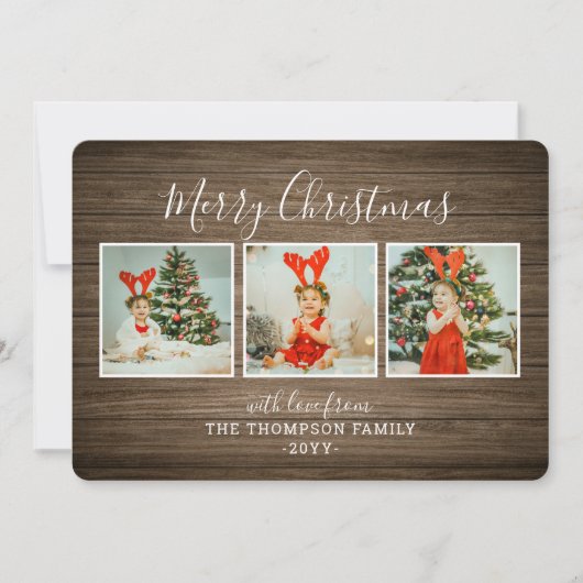 Wooden Background Christmas Card Feiertagskarte (Vorderseite)