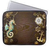 Wooden Background with Mechanical Seahorse Laptopschutzhülle (Vorderseite)