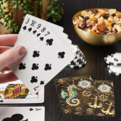 Wooden Background with Mechanical Seahorse Spielkarten (In Situ)