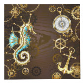 Wooden Background with Mechanical Seahorse Würfel (Rechts)