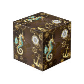 Wooden Background with Mechanical Seahorse Würfel (Vorderseite Schrägansicht)